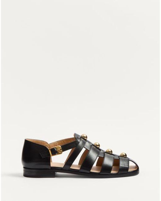 Valentino Garavani White Studshield Fisherman Calfskin Sandal for men