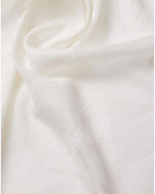 Valentino Garavani White Vlogo Signature Silk And Linen Scarf