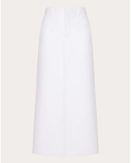Valentino White Compact Popeline Skirt