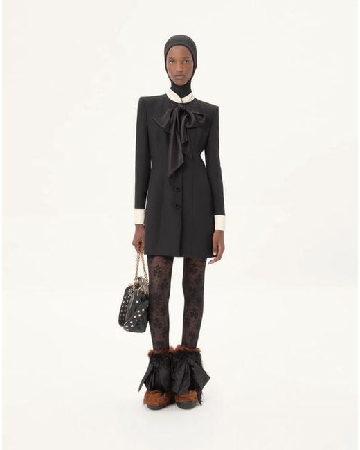Valentino クレープクチュール ショートドレス 女性 ブラック/シャンパン Black