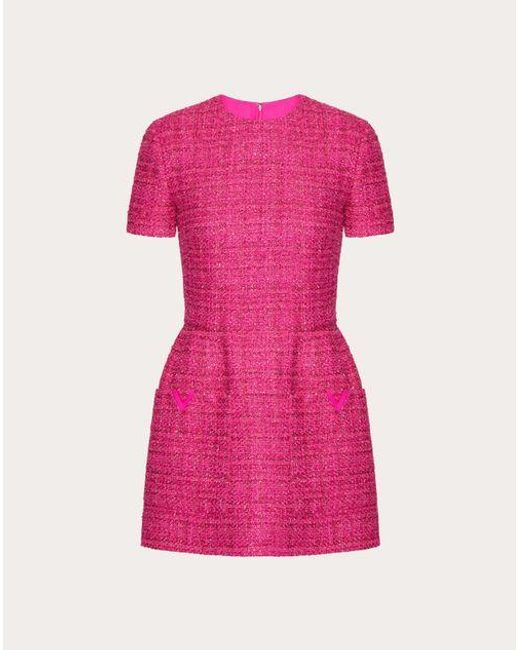 Valentino Pink Short Dress In Glaze Tweed Light
