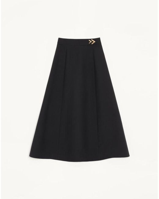 Valentino Black Crepe Couture Midi Skirt