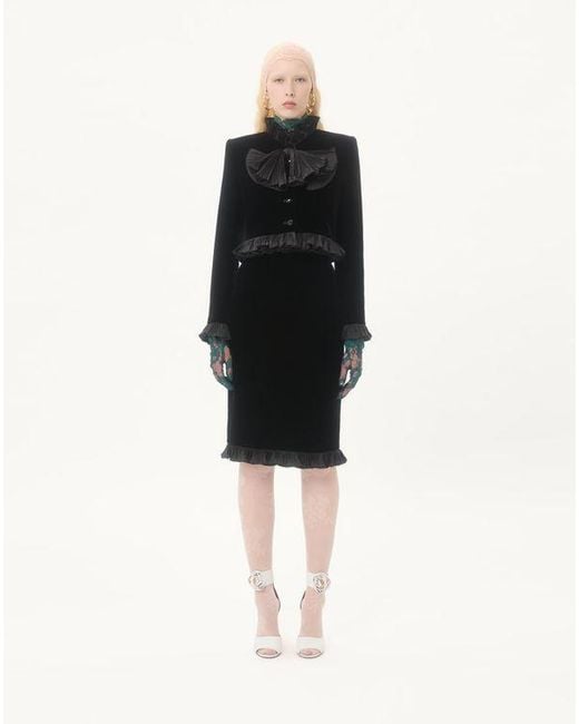 Valentino サブレ ベルベット スカート 女性 ブラック Black