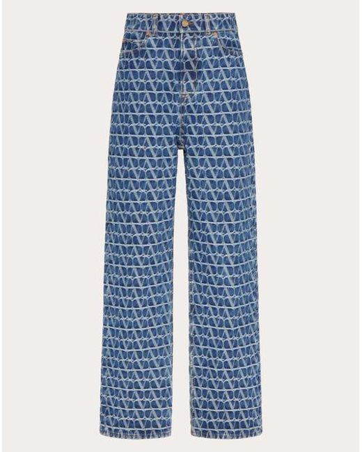 Valentino Blue Toile Iconographe Denim Trousers