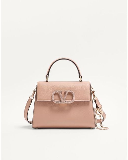 Valentino Garavani Pink Small Vsling Handbag With Jewel Logo