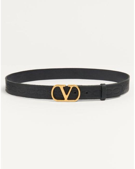 メンズ Valentino Garavani Vロゴ シグネチャー カーフスキン ベルト 30mm おとこ ブラック Black