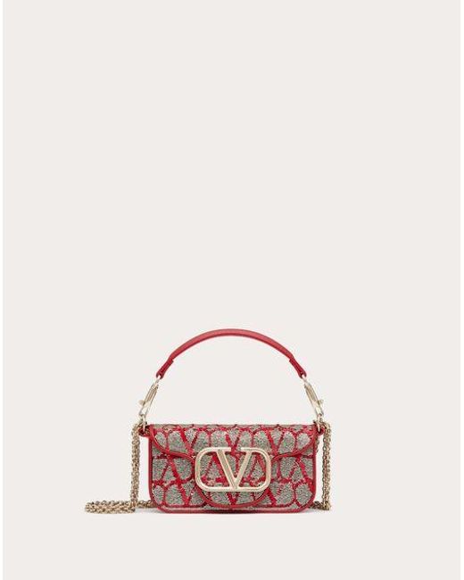 Valentino Garavani Pink Small Locò Shoulder Bag With Toile Iconographe Embroidery