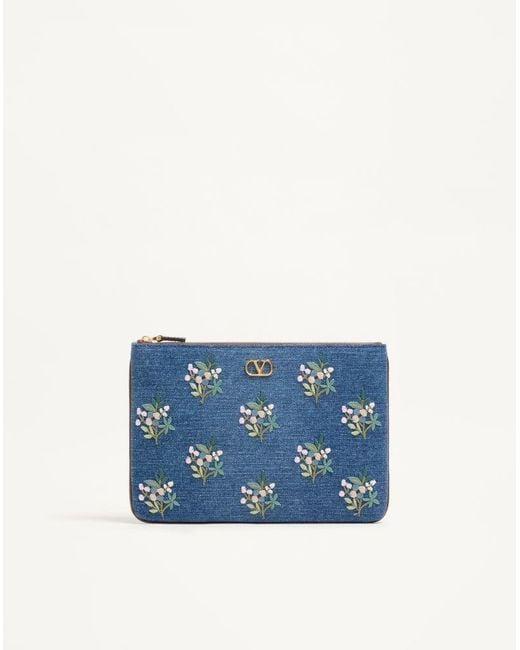 Valentino Garavani Blue Vlogo Signature Clutch Bag