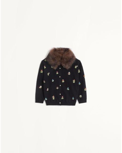Valentino Black Embroidered Cardigan
