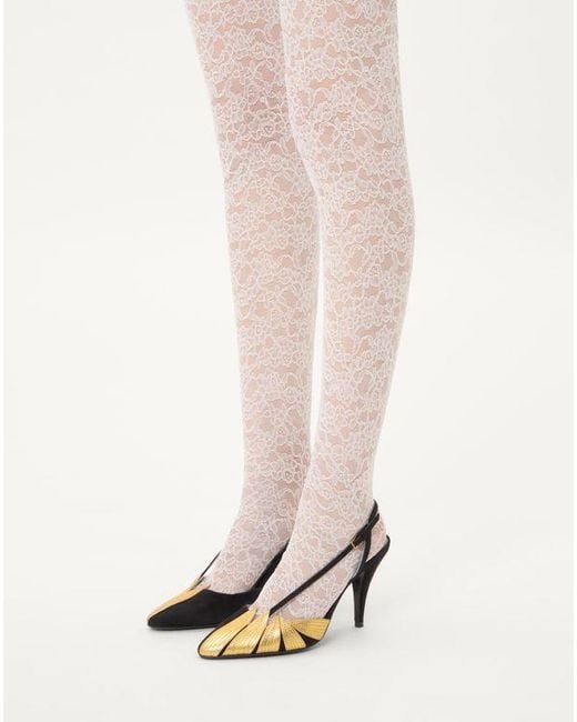 Valentino Garavani フォリフォリアージュ スエード スリングバック パンプス 90 Mm 女性 ブラック/ゴールド Natural