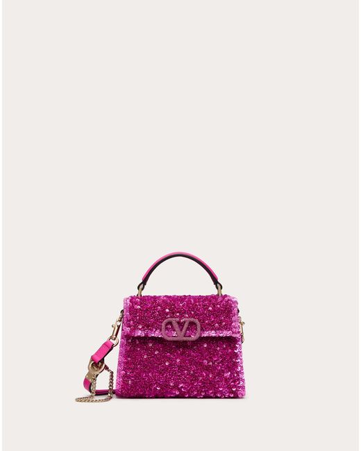 Valentino Garavani Pink Mini Vsling Embroidered Handbag