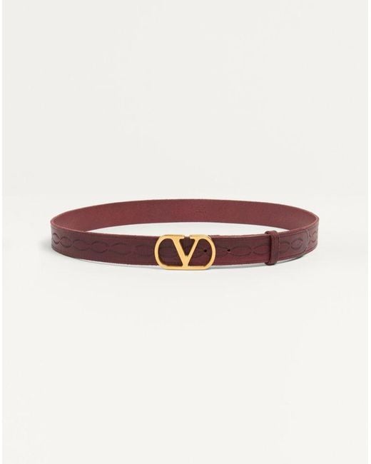 Valentino Garavani Red Vlogo Signature Calfskin Belt 30 Mm for men