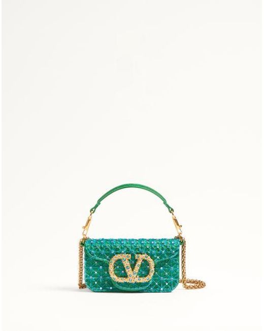 Valentino Garavani ヴァレンティノ ガラヴァーニ ロコ エンブロイダリー ジュエルロゴ スモール ショルダーバッグ 女性 エメラルド Green