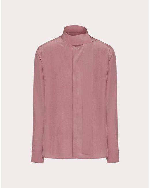 Valentino Pink Washed Silk Shirt With Neck Tie for men