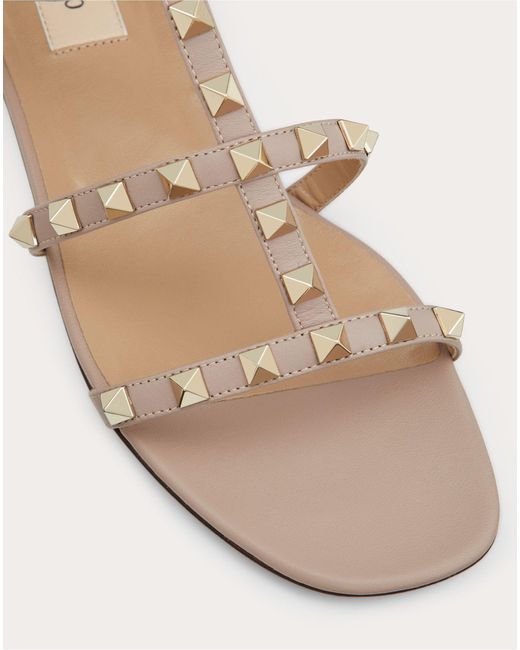 rockstud calfskin ankle strap flat sandal