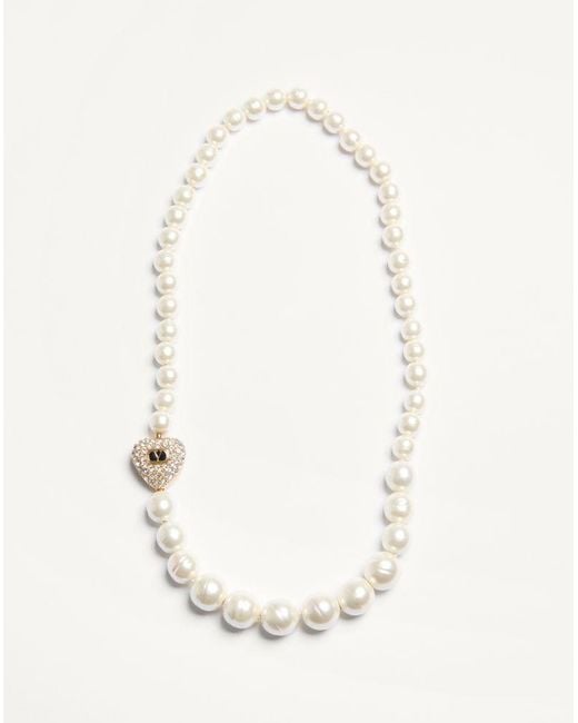 Valentino Garavani White Coeur Royal Necklace