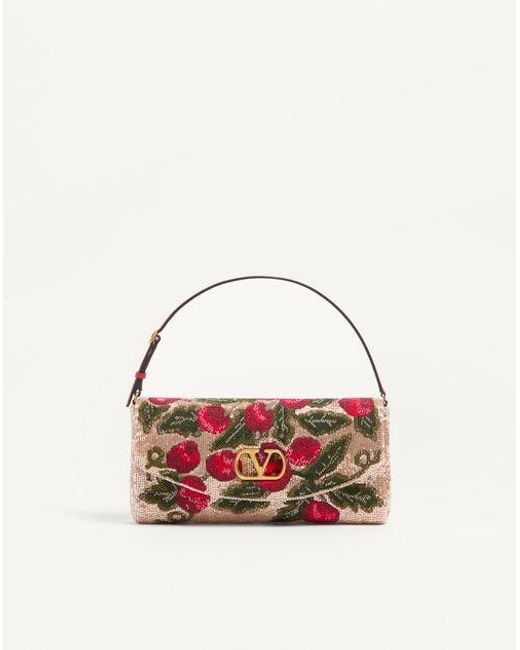 Valentino Garavani Pink Vain Soft Embroidered Small Shoulder Bag