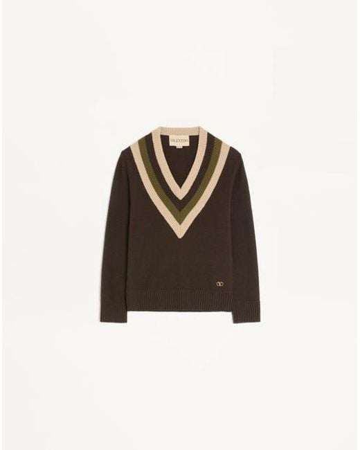 Valentino ウール ニットプル 女性 ダークファッジ/ベージュ Multicolor
