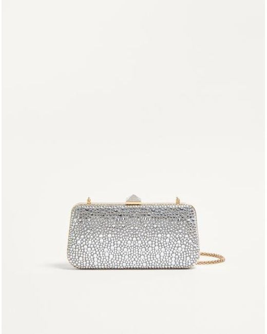Minaudière Carry Secrets Ornée De Strass Femme Valentino Garavani en coloris White