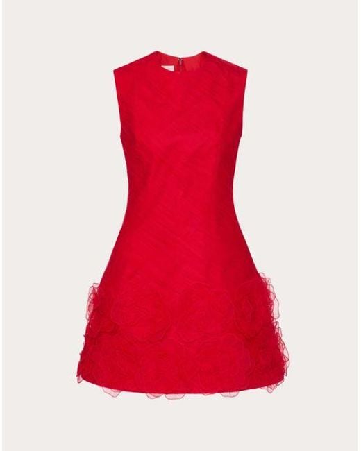 Valentino チュールイルジオーネ エンブロイダリー ミニドレス 女性 レッド Red