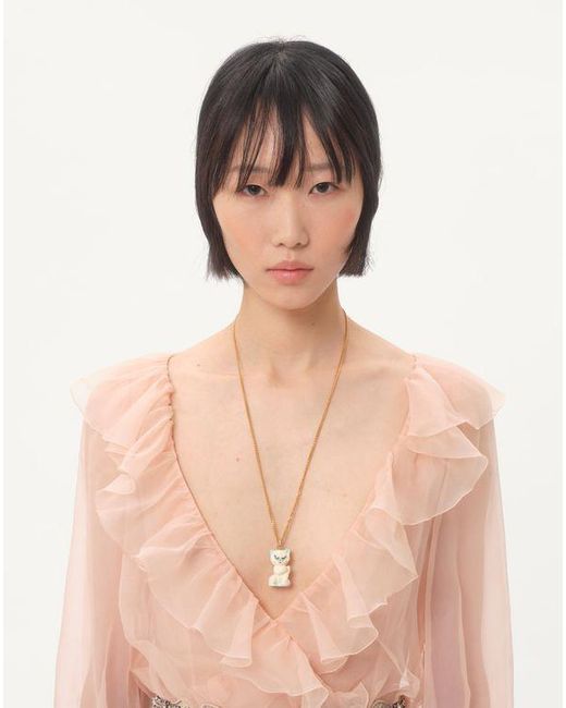 メンズ Valentino Garavani ル シャ デ ラ メゾン メタル X ナイロン X スワロフスキー®クリスタル ネックレス 女性 アンティークブラス Natural