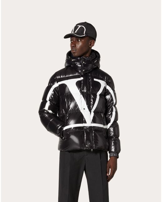 Valentino Moncler Vlogo Lacquered Nylon Padded Jacket in Black for Men |  Lyst UK