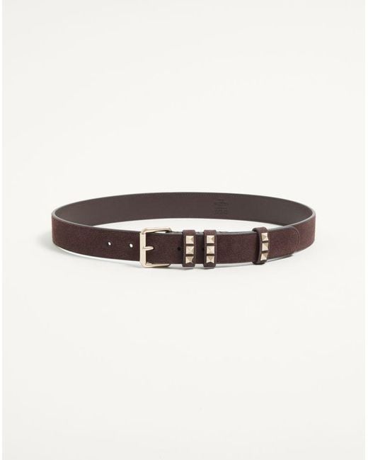 Valentino Garavani White Rockstud Suede Belt 30 Mm