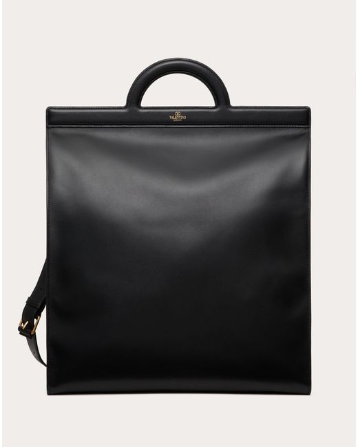 Valentino Garavani Black TAGGED Leather Shopping Bag for men