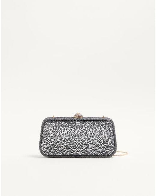 Minaudiere Carry Secrets Con Strass Donna di Valentino Garavani in White