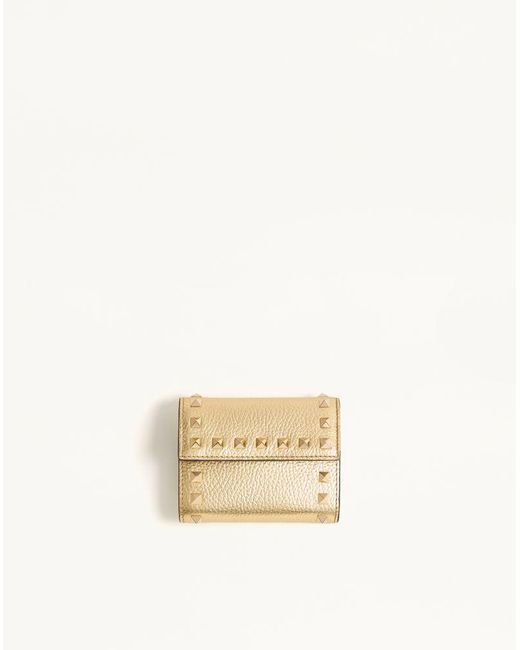 Valentino Garavani Natural Rockstud Trifold Wallet