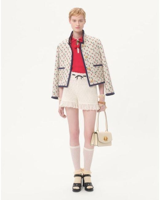 Valentino チェリフィックプリント ジャカード パッド入りカバン 女性 バーチ/チェリーレッド/ネイビー White