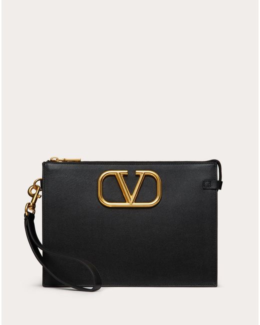 Bolso Tipo Sobre Vlogo Signature Valentino Garavani de Cuero de color Negro  para hombre | Lyst