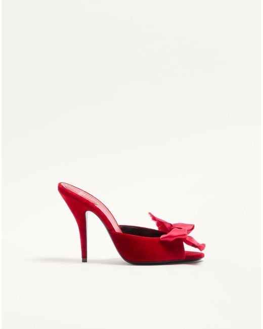 Valentino Garavani Red Marie A Velvet Slide Sandal 105Mm Rosso 36.5