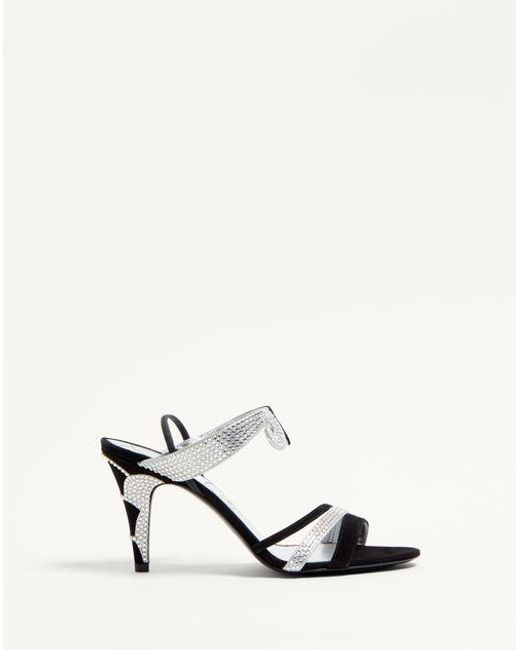Valentino Garavani リュンヌ エ ロートル クリスタル スエード サンダル 85mm 女性 ブラック/クリスタル White