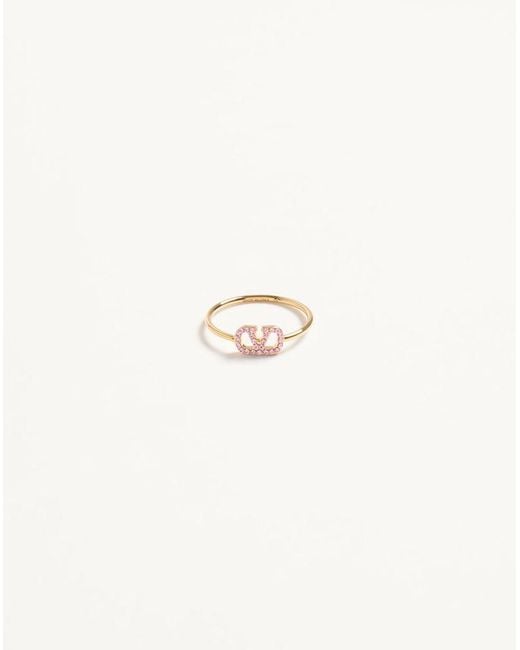 Valentino Garavani Natural Vlogo Signature Metal And Swarovski Crystal Ring