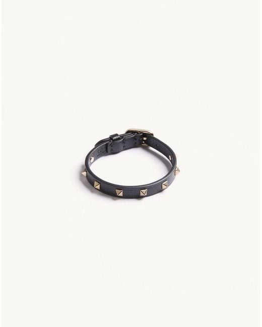 Valentino Garavani White Spike Leather Bracelet