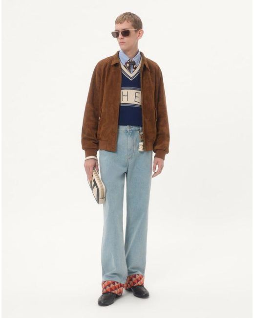 Valentino Blue Wool And Cotton Jumper With Chez Jacquard Pattern for men