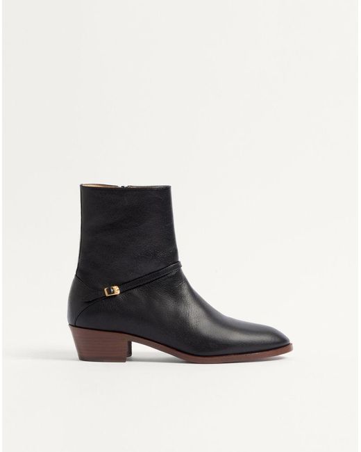 Valentino Garavani Black Pat Ankle Boot for men