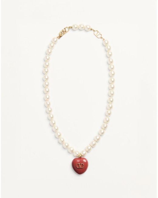 Valentino Garavani White Coeur Royal Necklace