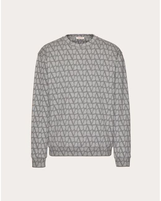 Valentino Gray Cotton Crewneck Sweatshirt With Toile Iconographe Print for men