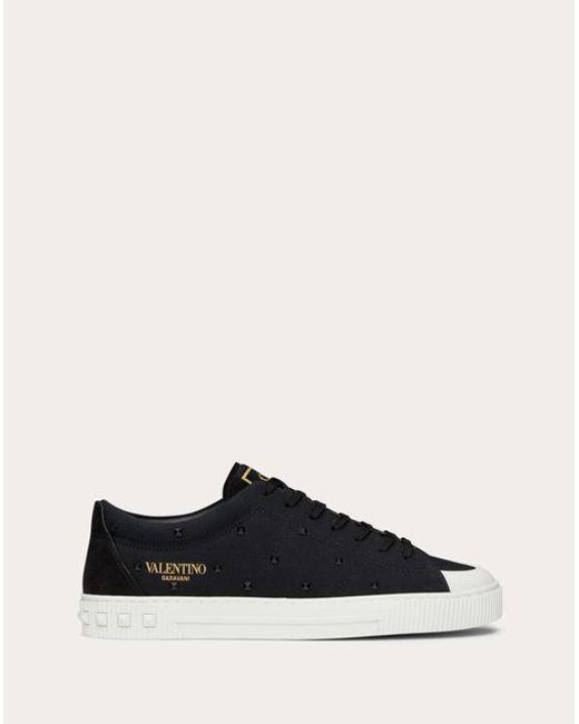 Valentino Garavani White Cityplanet Trainer In Sustainable Canvas And Recycled Nylon Studs for men