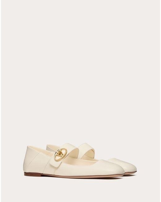 Vロゴ ロッカー メリージェーン カーフスキン バレリーナ VALENTINO - Vロゴ ロッカー メリージェーン バレリーナ