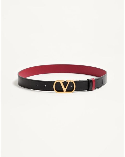 Valentino Garavani White Vlogo Signature Reversible Shiny Calfskin Belt