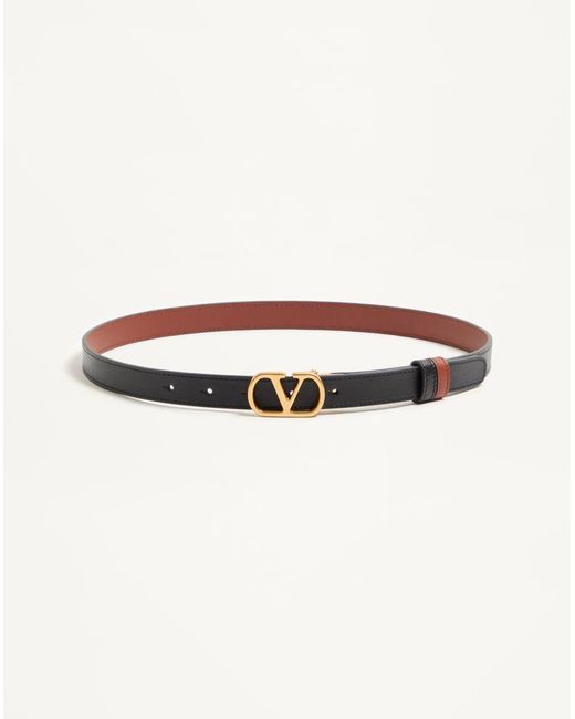 Valentino Garavani White Vlogo Signature Reversible Shiny Calfskin Belt