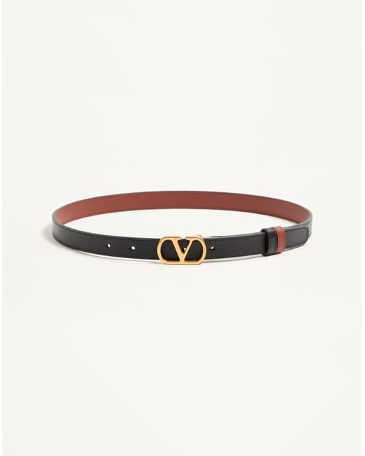 Valentino Garavani White Vlogo Signature Reversible Shiny Calfskin Belt