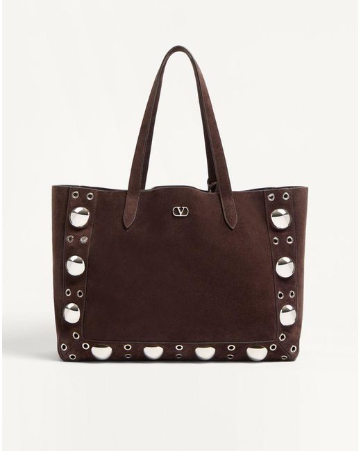 Valentino Garavani Brown Nellcôte Suede Shopping Bag