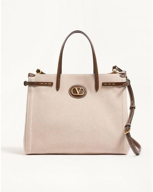 Valentino Garavani Natural Antibes Medium Canvas Shopping Bag for men