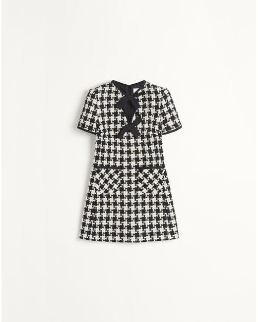 Valentino White Damier Light Tweed Short Dress
