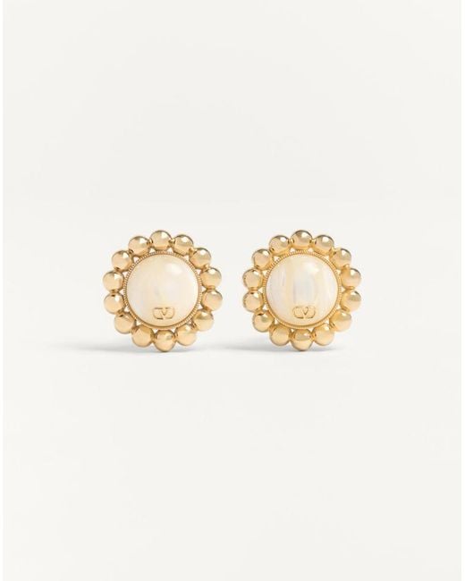 Valentino Garavani White Pas Plus Metal And Pearl Earrings