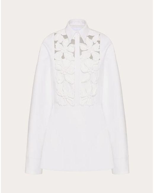 Valentino White Embroidered Compact Popeline Short Dress